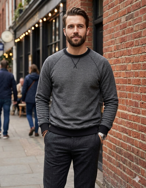 Celio Men's Dark Gray Heather Raglan Sweatshirt|Celio In Lebanon