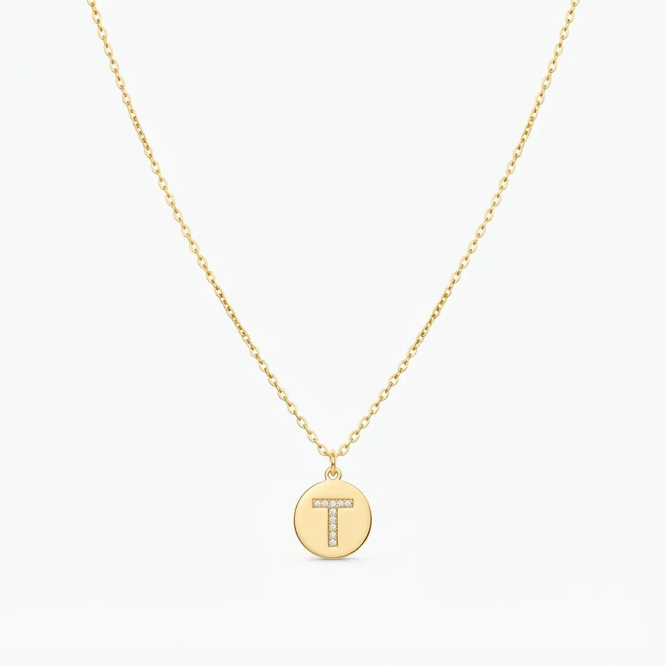 SD Women's Gold-Tone Sparkling Initial "T" Necklace