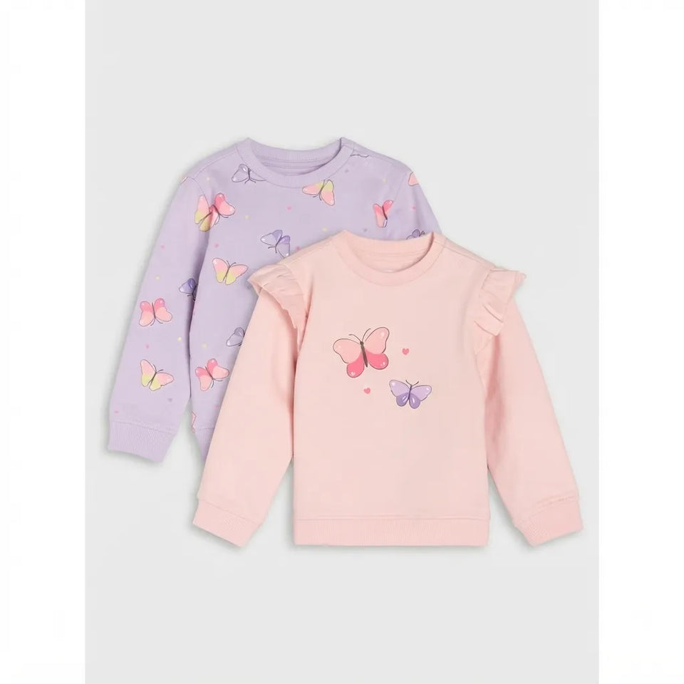 Sinsay Girl's Light Purple & Pink Butterfly Print 2-Pack Sweatshirt