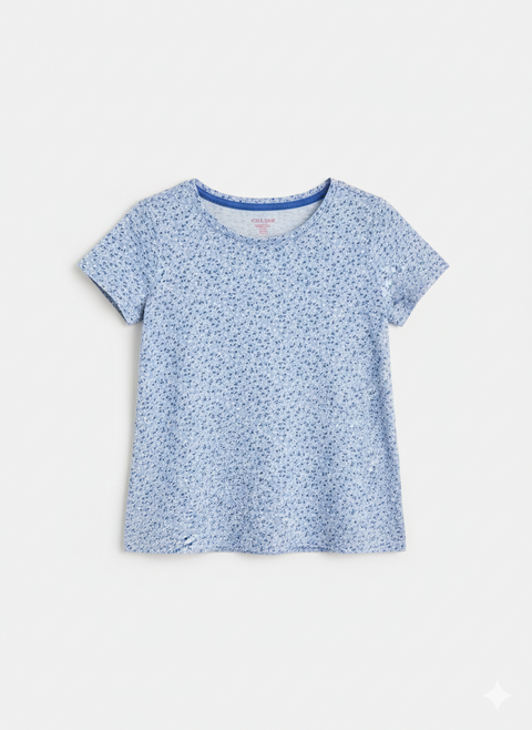 Cat & Jack Girls' Blue Floral Print Short Sleeve  T-shirt | Cat & Jack in Lebanon