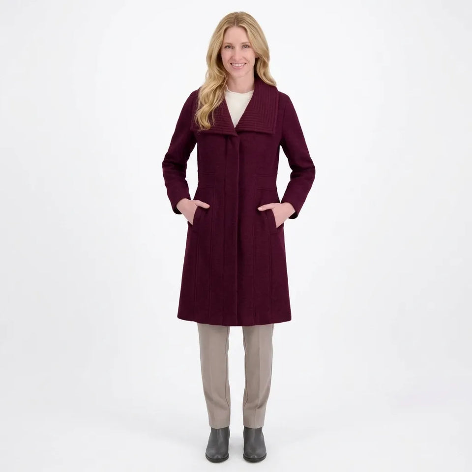 Kenneth Cole Women's Dark Red Wool Blend Coat