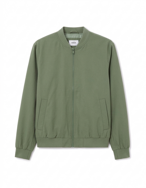 Celio Men's Khaki Green Bomber Collar Bomber Jacket|Celio In Lebanon