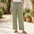 Briggs Women's Sage Green Linen Wide-Leg Pants