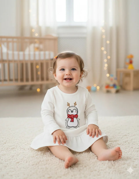 Sinsay Fox & Bunny Baby Girl's White Christmas Dress | Sinsay In Lebanon