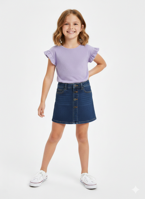 Cat & Jack Girls' Button-Front Dark Wash Denim Skirt | Cat & Jack in Lebanon