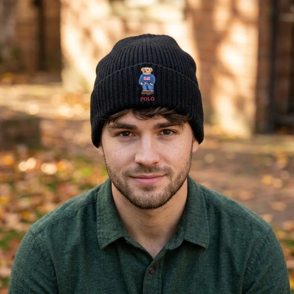 Polo Ralph Lauren Men's Black Bear Cuff Beanie