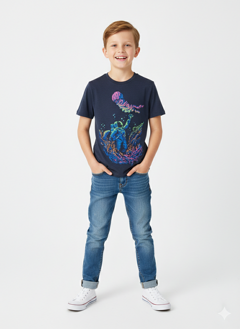 Cat & Jack Boys' Heather Navy Astronaut & Jellyfish Graphic T-shirt | Cat & Jack in Lebanon