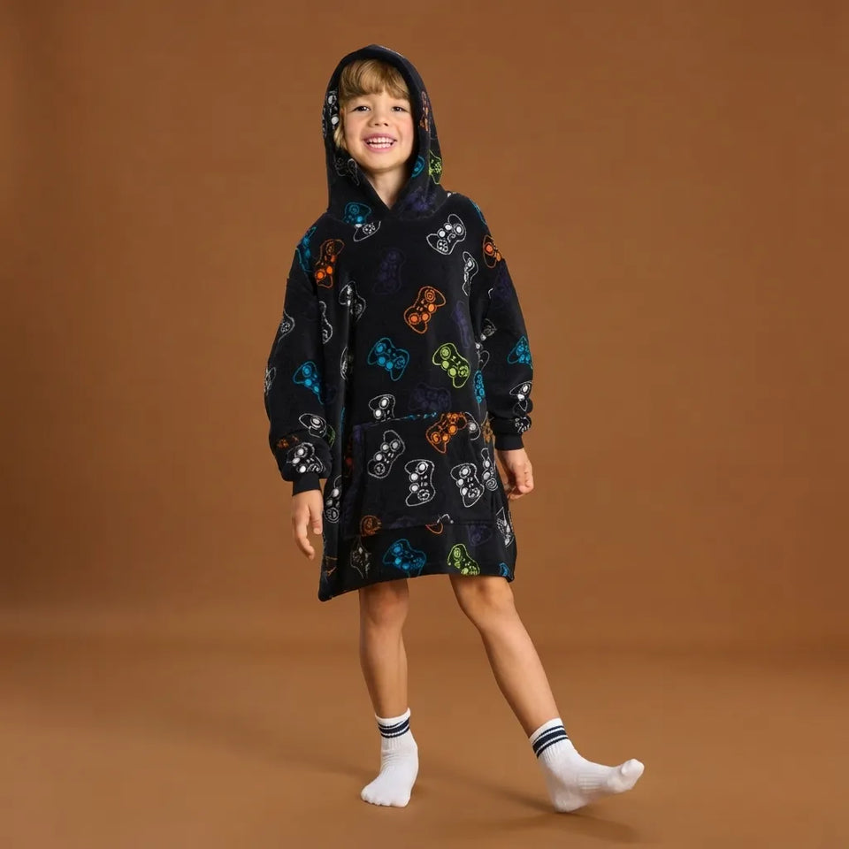 Sinsay Boys Black Gaming Oversized Blanket Hoodie