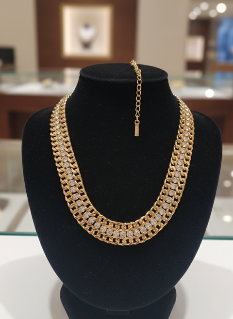 I.N.C International Concept Women's Gold Tone Opulent Pave Chain Dazzling Crystal Accents Necklace |I.N.C International Concept  In Lebanon