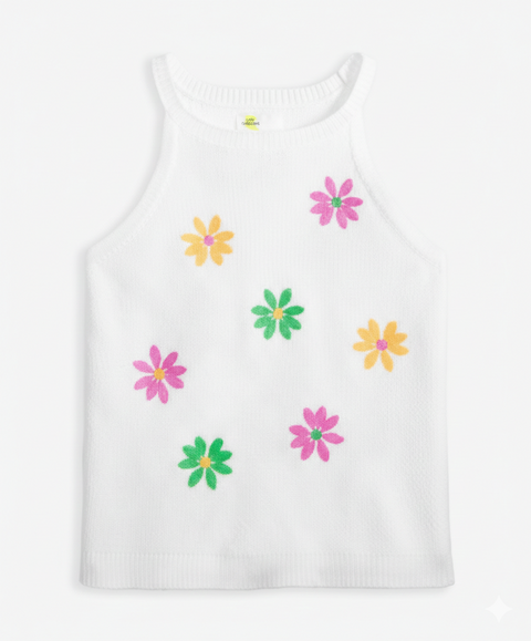 Epic Threads Girls Floral White Ribbed Tank Top | Epic Threads in Lebanon