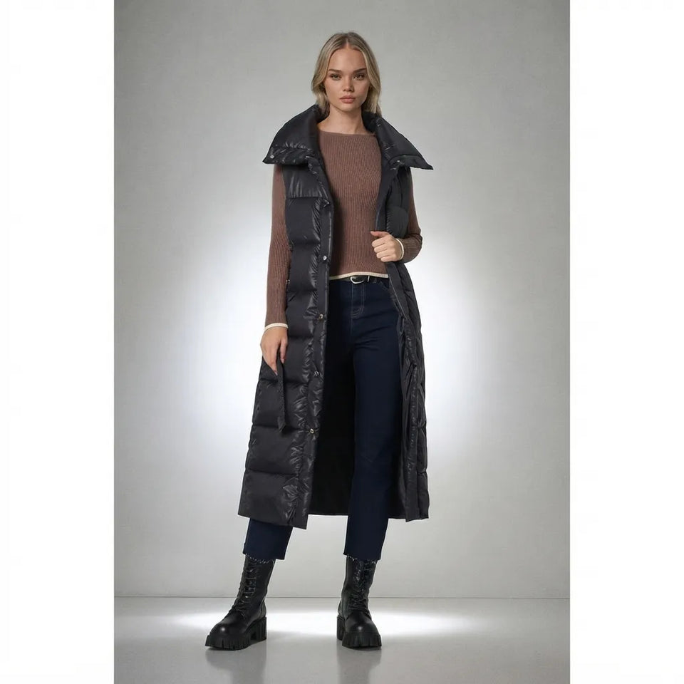 Sinsay Women's Black Belted Puffer Vest