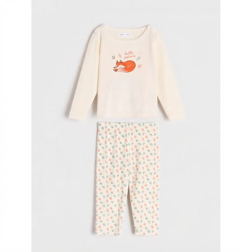 Sinsay Baby Boy's Cream Fox Graphic Print Two Piece Pajama Set
