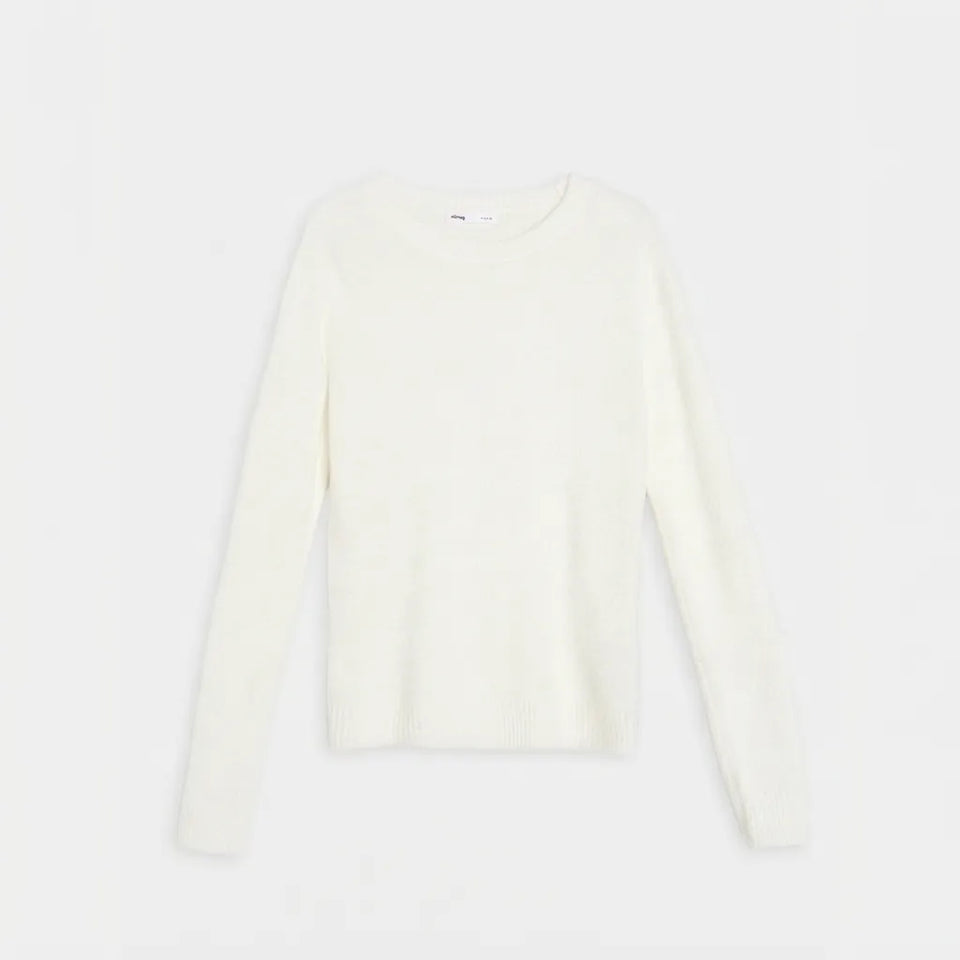 Sinsay Women's White Plain Crewneck Sweater