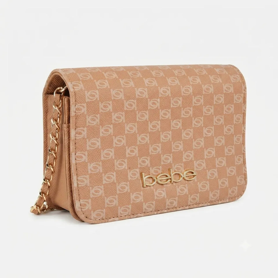 Bebe Women's Camel Adela Monogram Mini Crossbody Bag