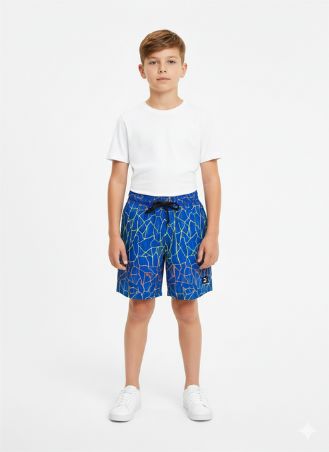 Puma Men's Blue Abstract Crackle Print Performance Shorts | Puma in Lebanon