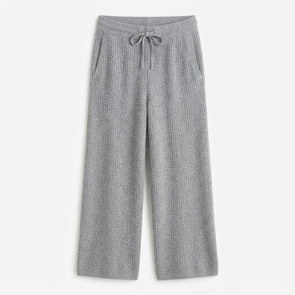 State Of Day Women's Grey Wide Leg With Drawstring Pants