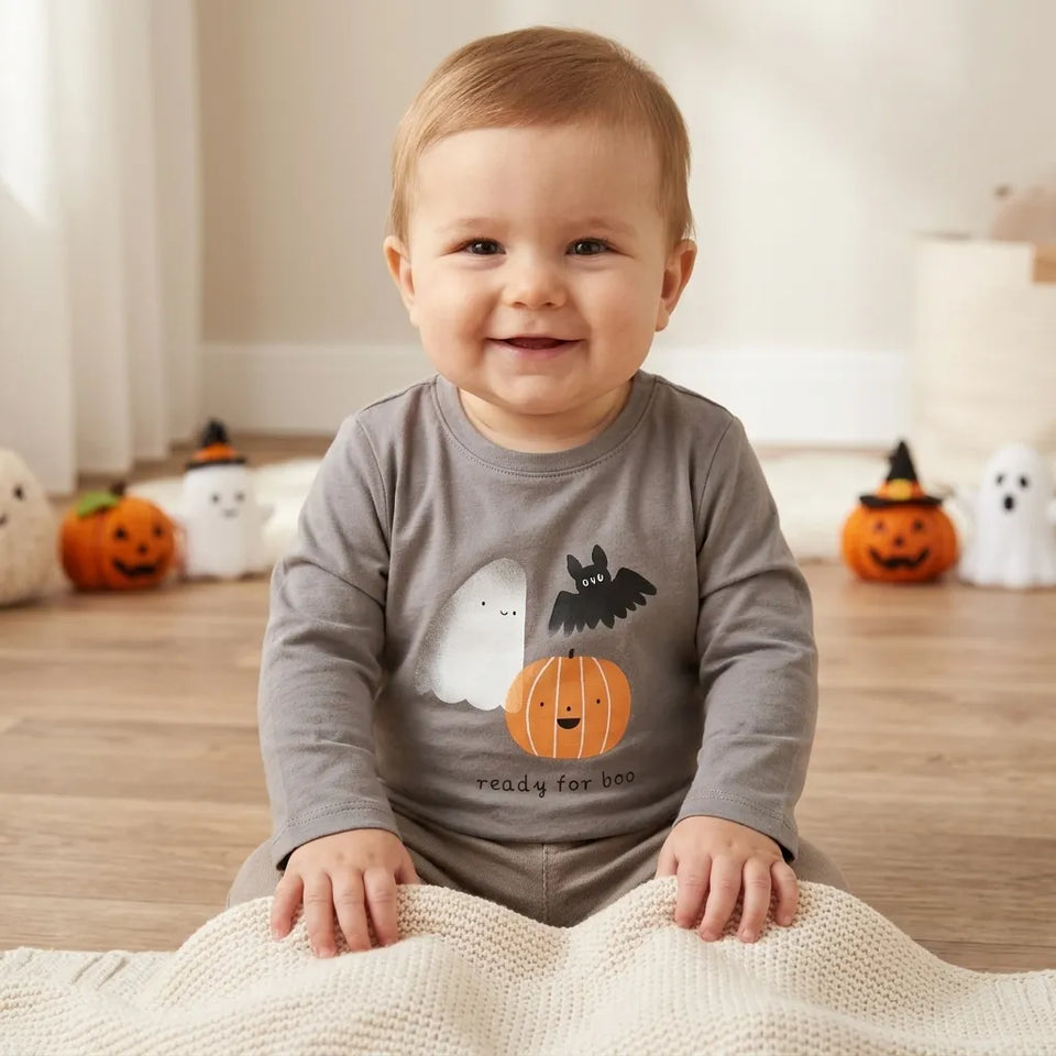 Sinsay Baby Boy's Greige Halloween Printed Blouse