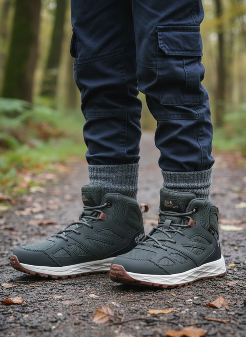 Jack Wolfskin Boy's Dark Green Woodland 2 Texapore Mid K |Jack Wolfskin in Lebanon