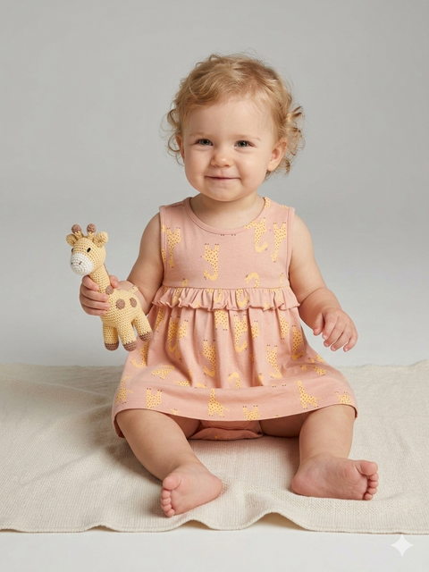Sinsay Baby Girl’s Peach Giraffe Print Dress Bodysuit | Sinsay in Lebanon