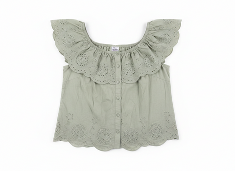 Flutter Heart Women’s Sage Green Eyelet Lace Button-Down Top | Flutter Heart in Lebanon