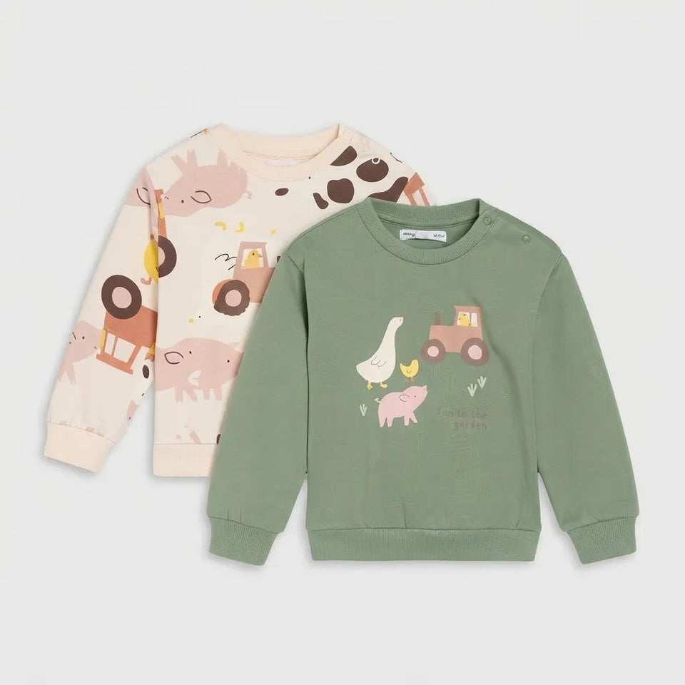 Sinsay Baby Boy's Green/Cream 2-Pack Sweatshirt