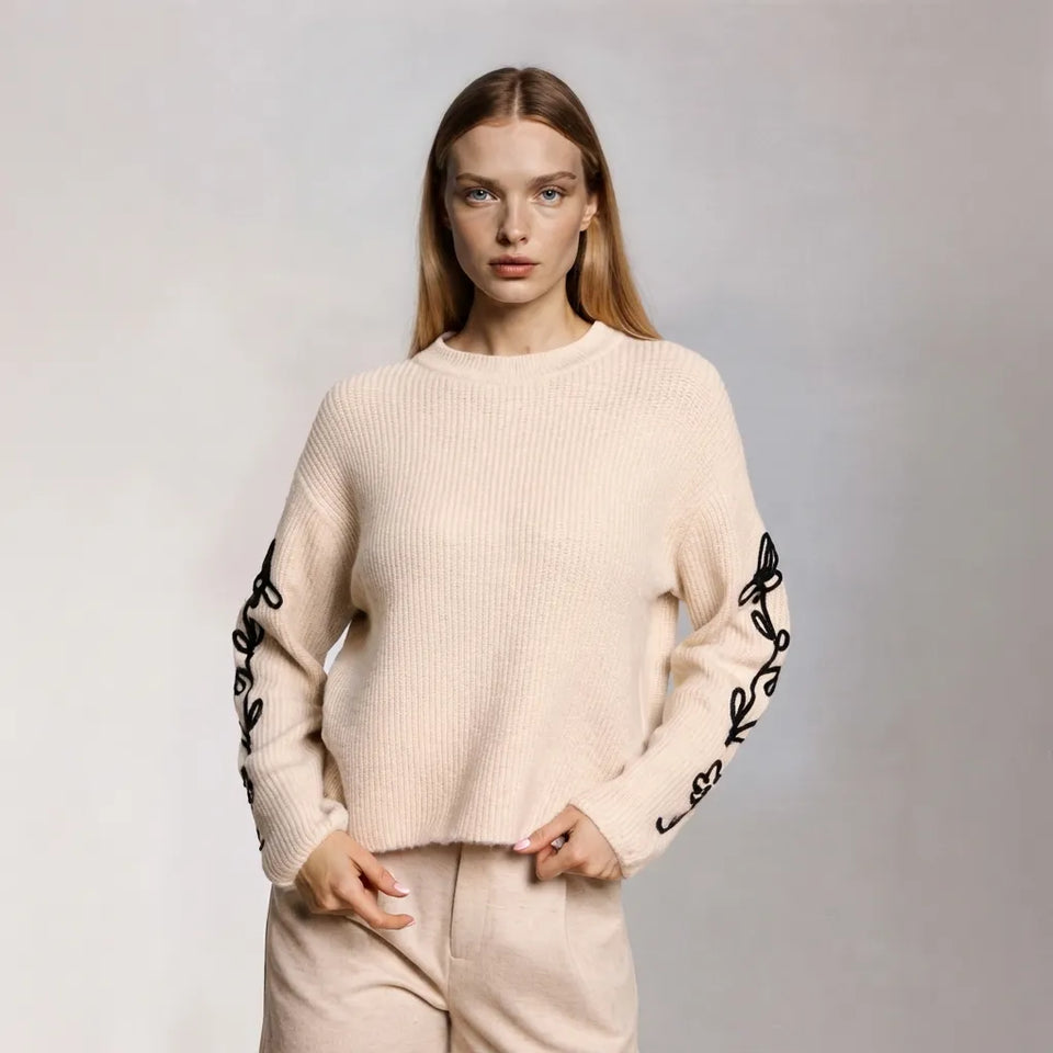 Sinsay Women's Beige Ribbed Knit Sweater