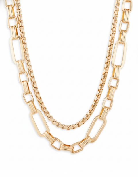 Aqua Women's Gold Tone Elegant Double-Layer Gold Chain Necklace|Aqua In Lebanon