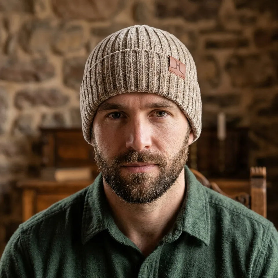 SD Men's Sand Ribbed Knit Beanie