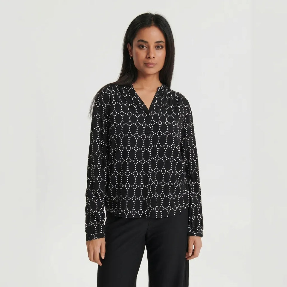 Sinsay Women's Black Geometric Polka Dots Shirt