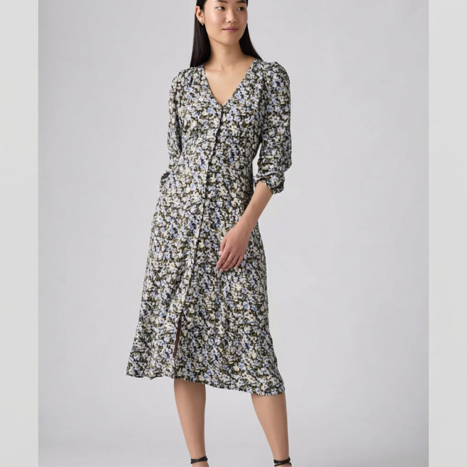 Levis Women's Multicolor Floral Pearl Blue Sarina Midi Dress