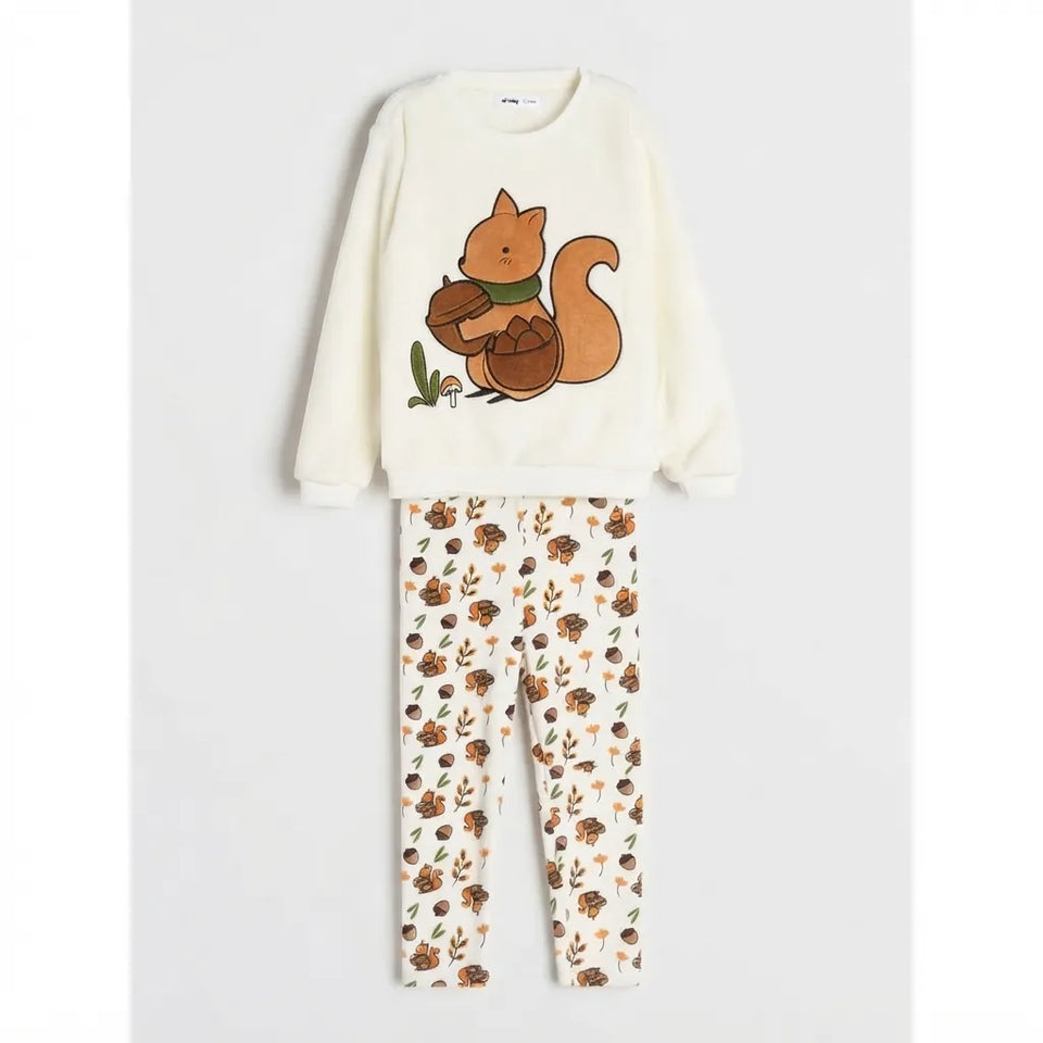 Sinsay Girl's Cream Graphic Print Two Piece Pajama Set