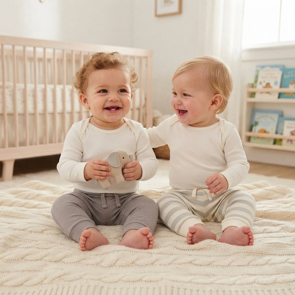 Sinsay Baby Boy's Grey & Beige Stripped Pack Of 2 Sweatpants