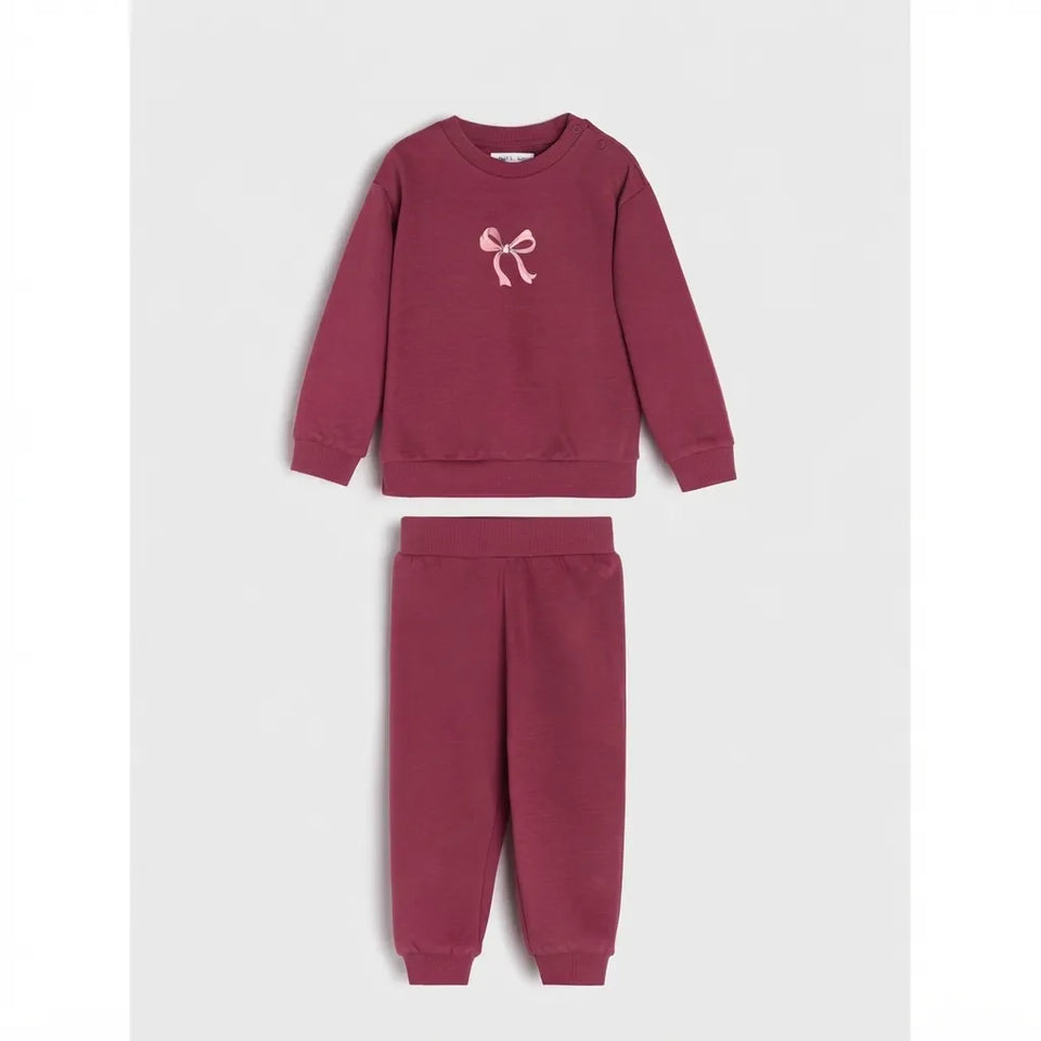 Sinsay Baby Girl's Maroon Sweatshirt And Sweatpants Two Piece Set