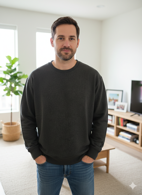 Jack & Jones Men's Dark Gray Crew Neck Sweatshirt |Jack & Jones In Lebanon