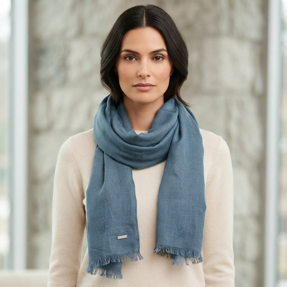 Calvin Klein Women's Dusty Blue Knit Scarf