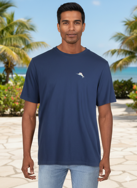 Tommy Bahama Men's Navy Poolside Happy Hour Cotton Logo Graphic T-Shirt|Tommy Bahama In Lebanon