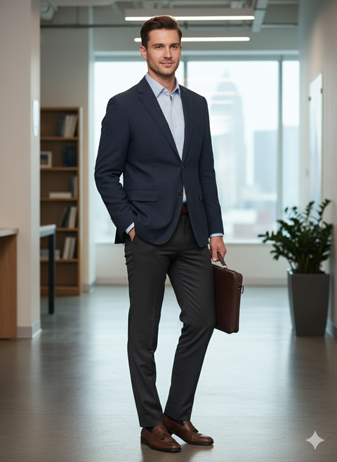 Only & Sons Men's Navy Slim Fit Linen Blazer |Only & Sons In Lebanon