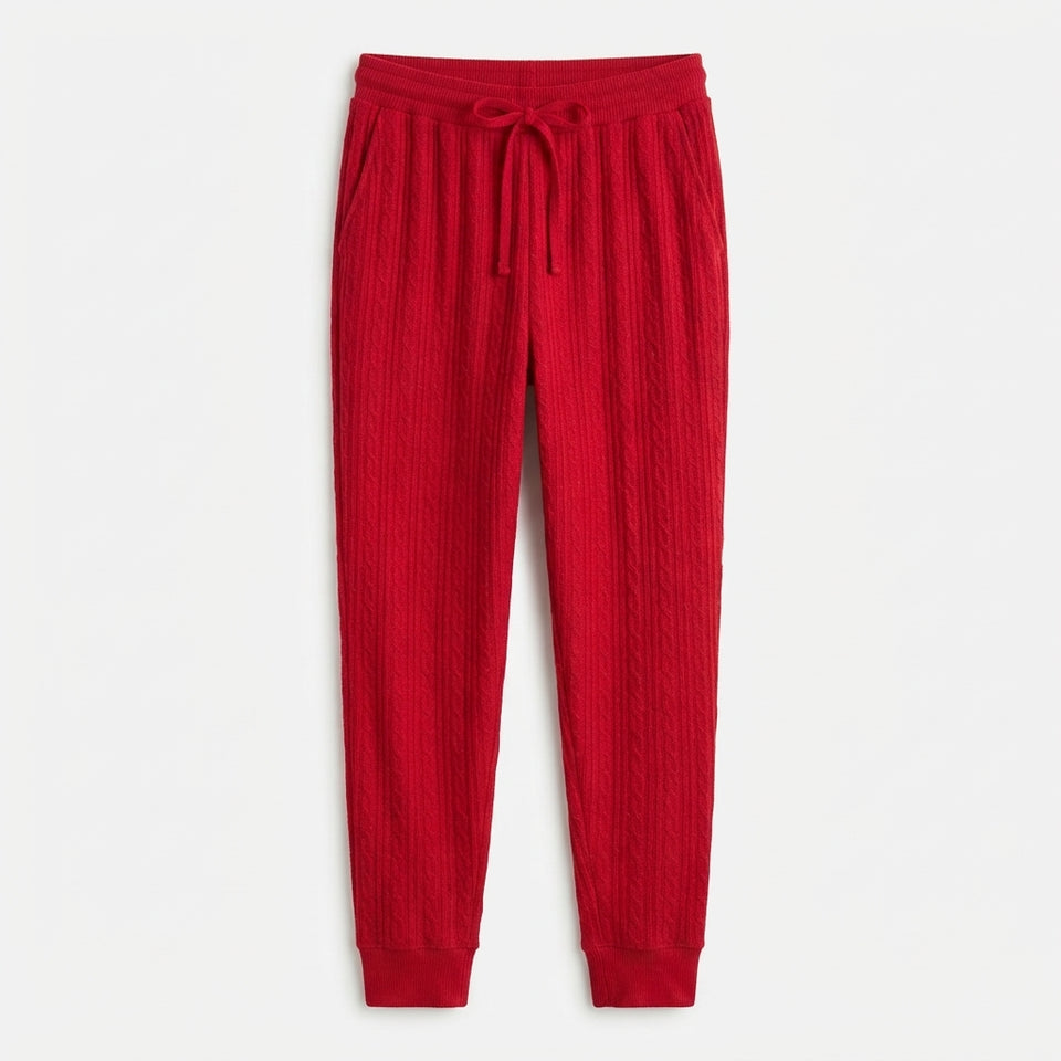 State Of Days Women's Red Cozy Fleece Cuffed Sweatpants