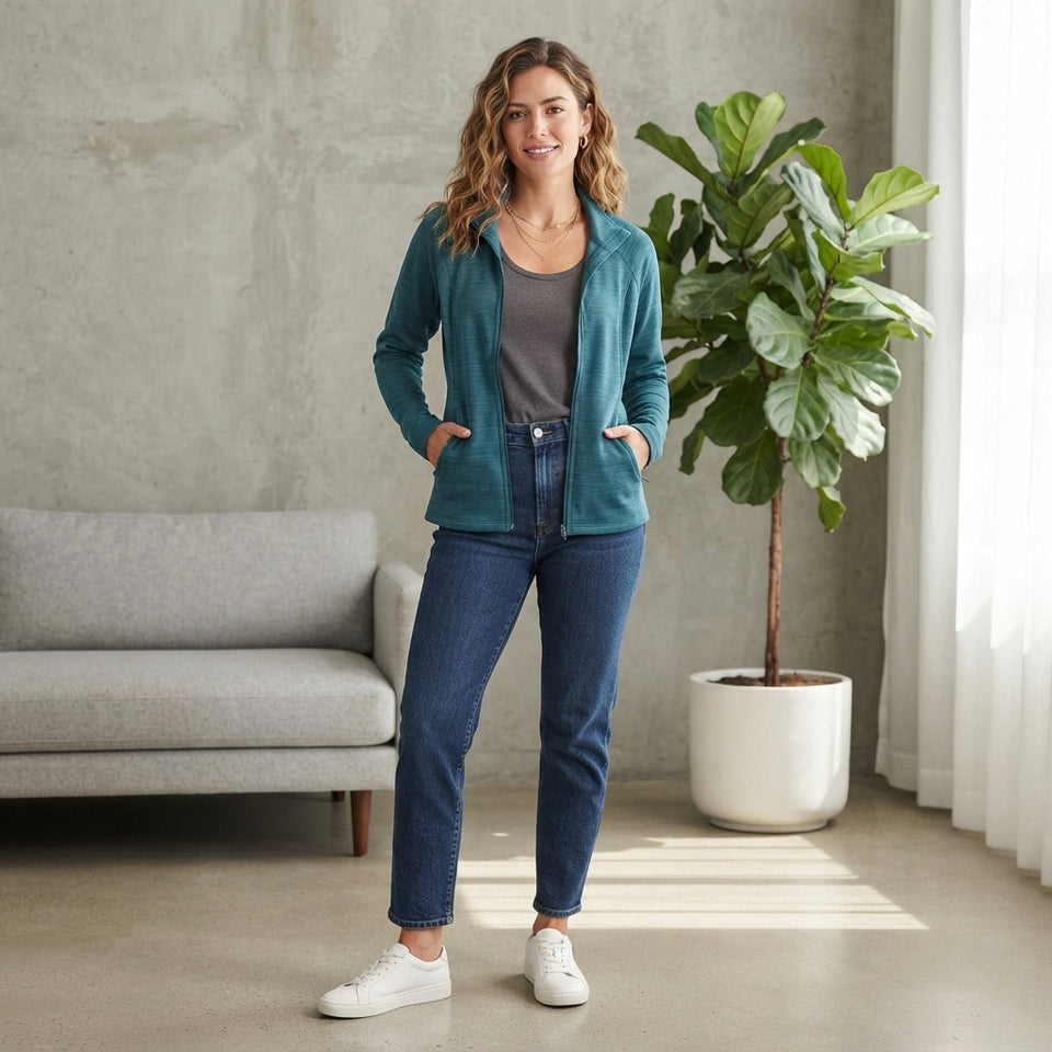 32 Degrees Women's Teal Cool Full-Zip Athletic Jacket
