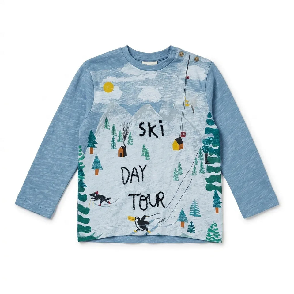 Zara Boy's Blue "Ski Day Tour "Printed Long SleeveBlouse | Zara in Lebanon