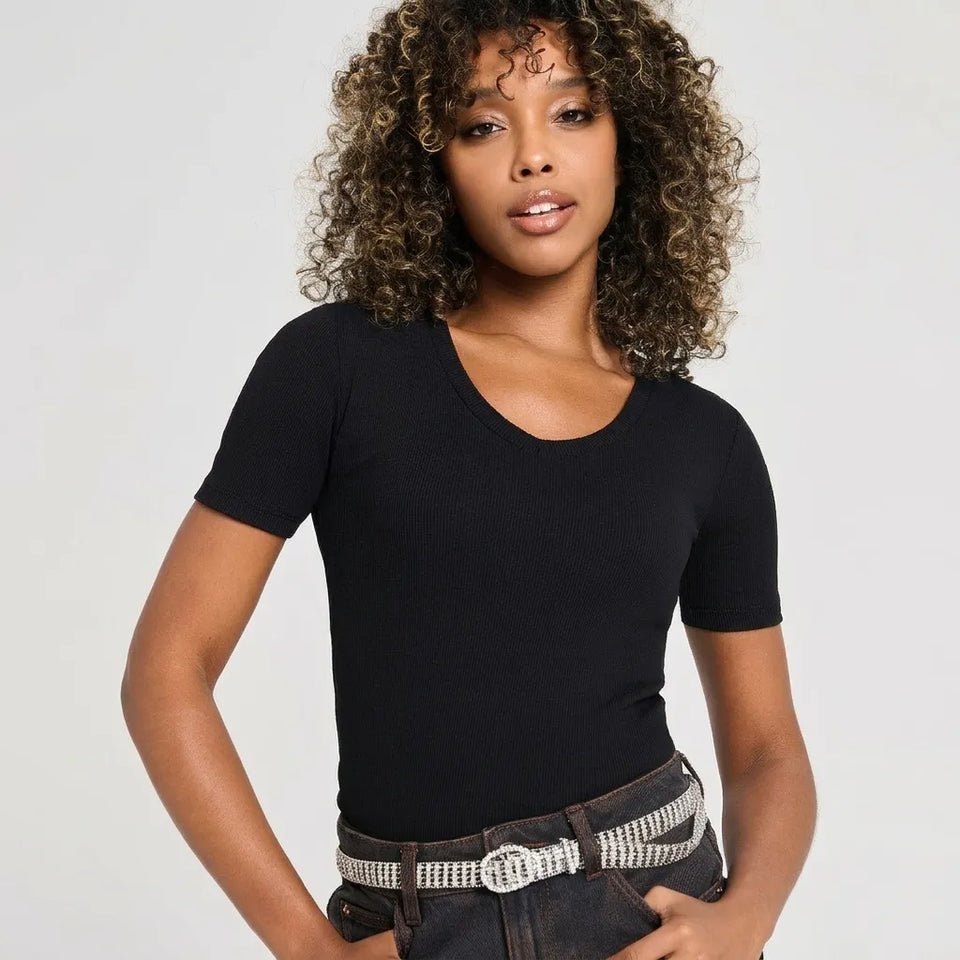 Sinsay Women's Black Scoop Neck T-Shirt