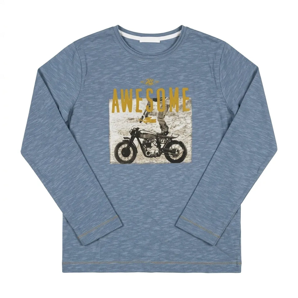 Fmoda Boy's Blue "Awesome "GraphicPrinted Long SleeveBlouse | Fmoda in Lebanon