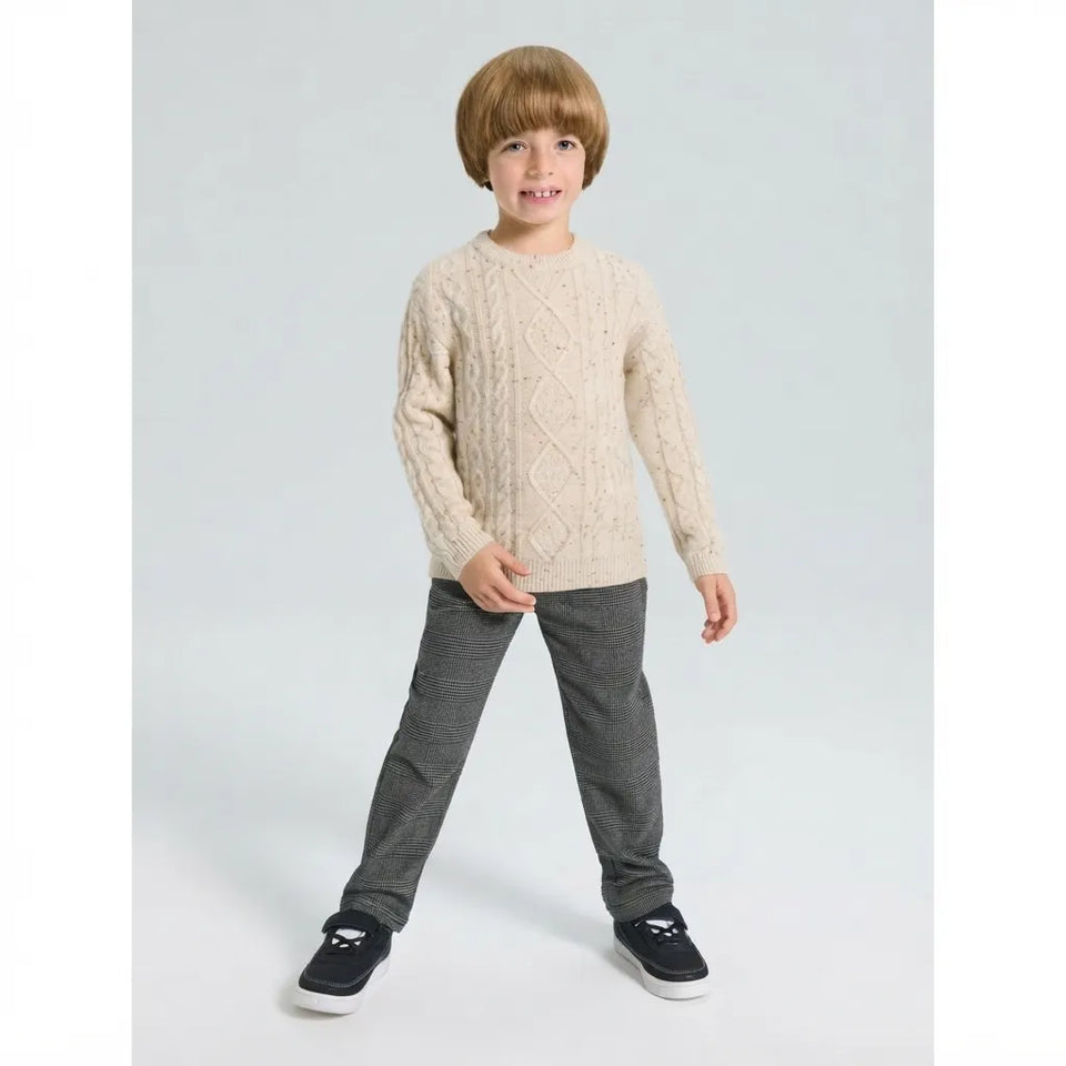 Sinsay Boy's Beige Cable Knit Crew Neck Sweater