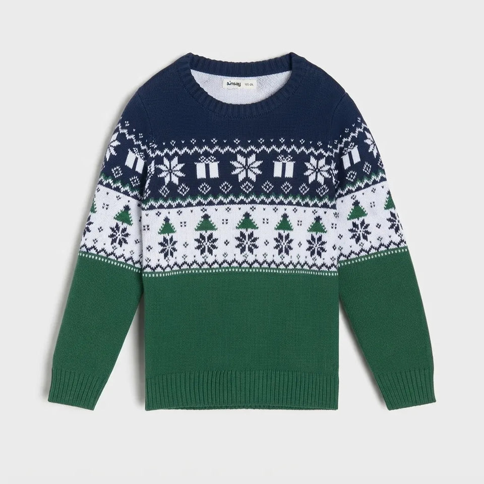 Sinsay Boy's Multicolor Scandinavian Motif, Festive Sweater