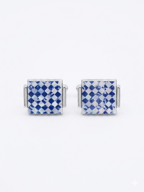Ox & Bull Men's Blue/Silver Checkered Cuff Links |Ox & Bull in Lebanon