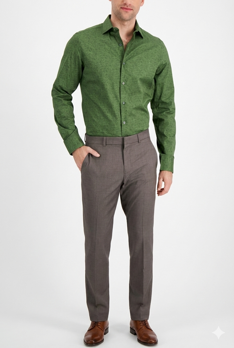 Bar III Men's Dark Green Floral Printed Slim-Fit Stretch Dress Shirt|Bar III In Lebanon