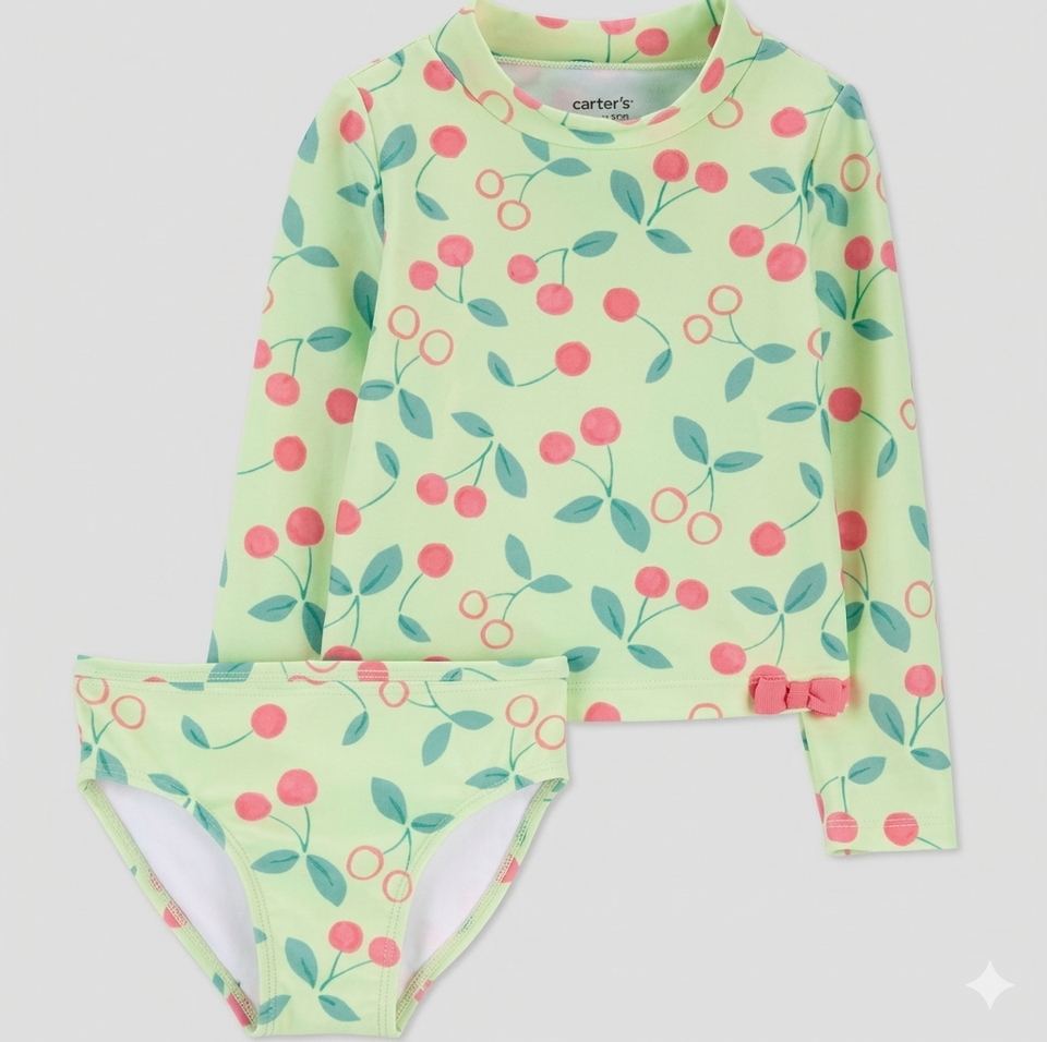 Carter'sBaby Girl's Green /Pink Long Sleeve Cherry Rash 2 pc Swimsuit|Cat & Jack in Lebanon