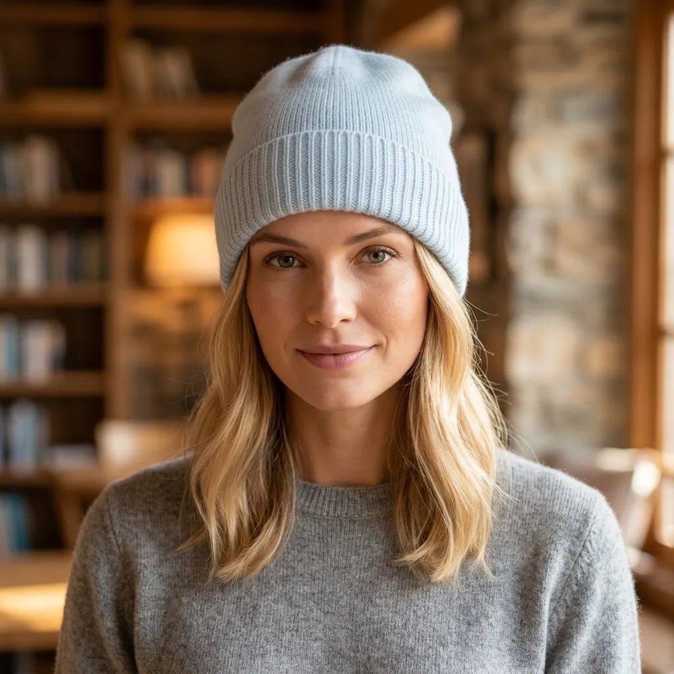 Charter Club Women's Baby Blue Lux Cashmere Beanie