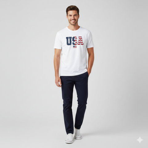 UrbanEdge Men’s White USA Flag  T-shirt| UrbanEdge in Lebanon