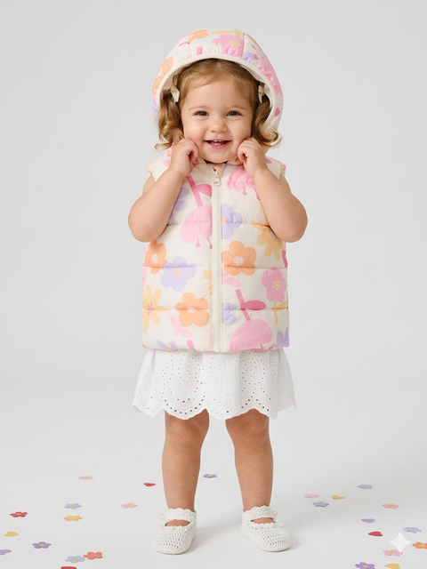 Sinsay Baby Girls Cream Floral Padded Vest | Sinsay in Lebanon